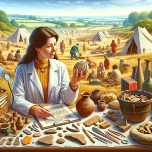 Una antropóloga examinando piezas antiguas